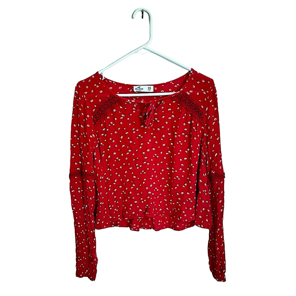 Hollister Womens Red Floral Long-Sleeve Size XS